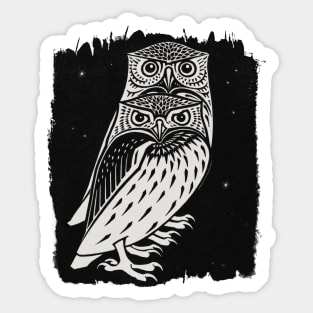 Two Hoot Owls On A Moonless Night Sticker